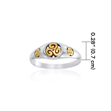Triskelion Spiral Silver and 14K Gold Accent Ring MRI1585 - Jewelry